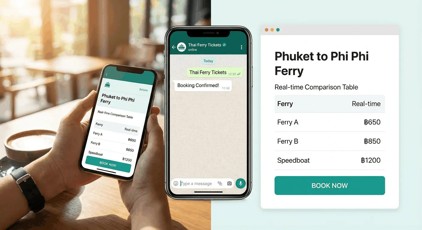 Booking ferry tickets on a smartphone