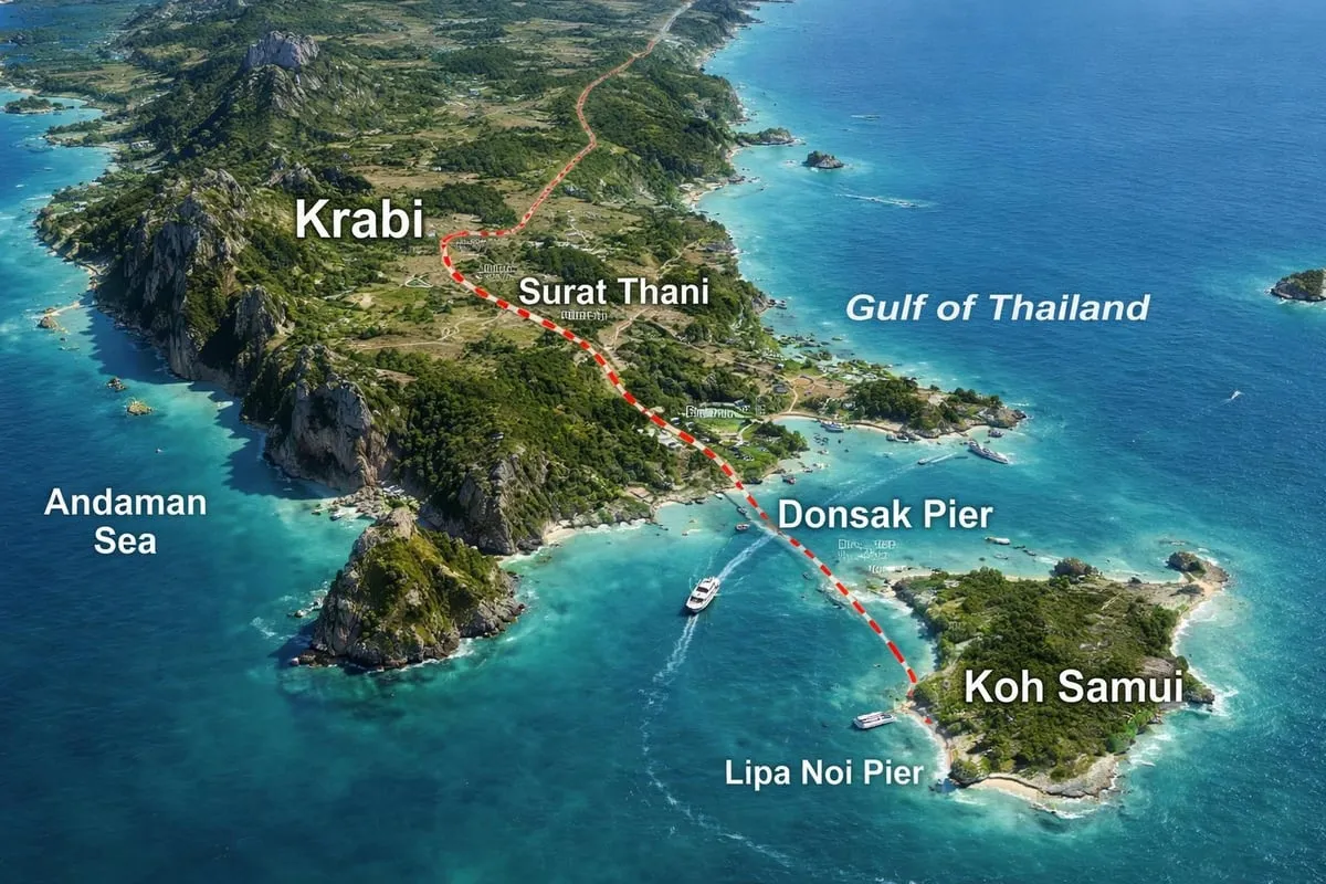 Krabi to Koh Samui route map