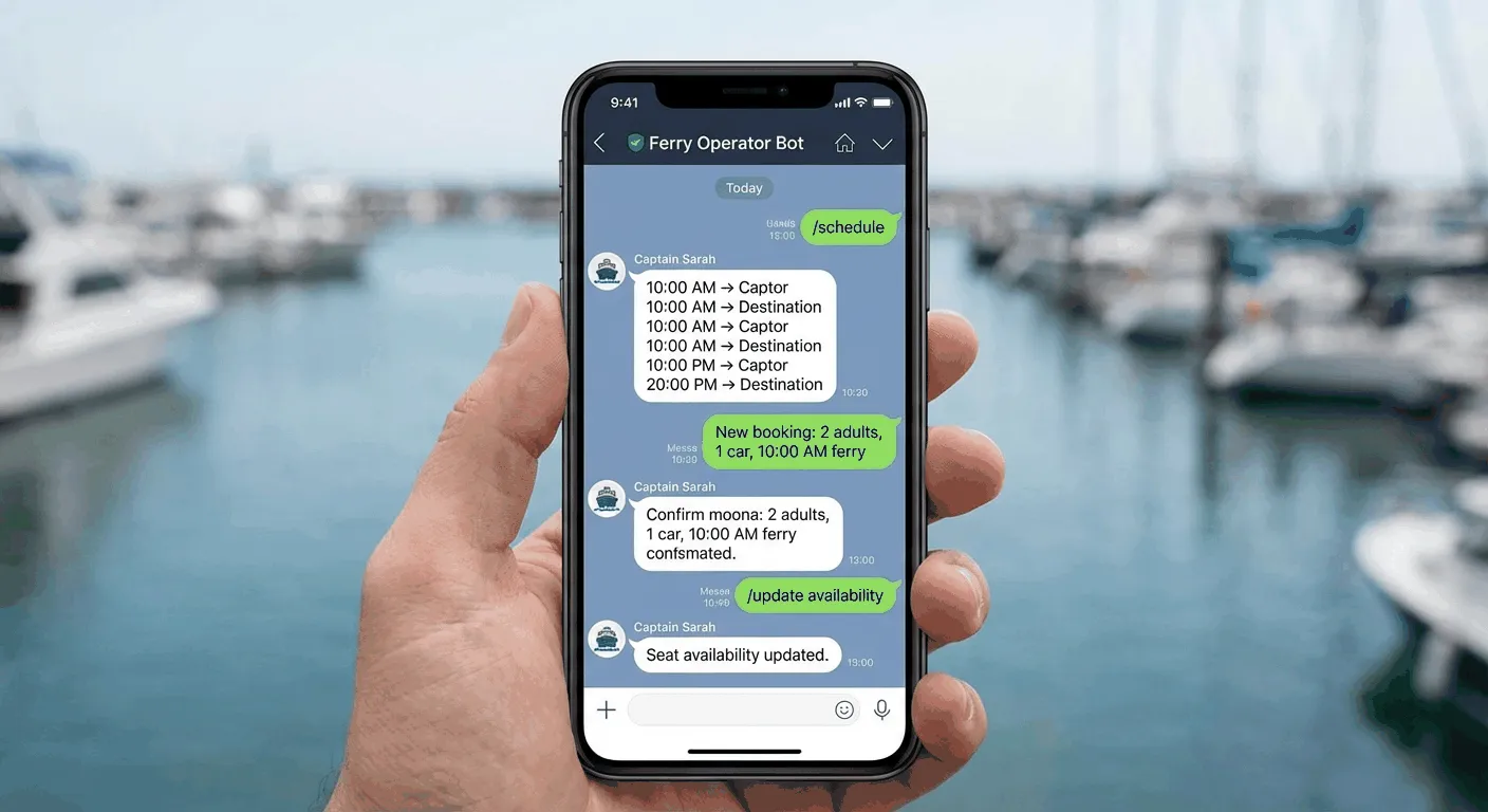 LINE chat interface showing operator booking management and scheduling features